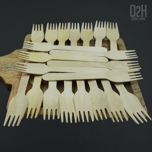 160mm Wooden Forks – Disposable Pack of 100