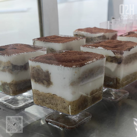 Premium Transparent Square Stand Dessert Cup – 100 ml