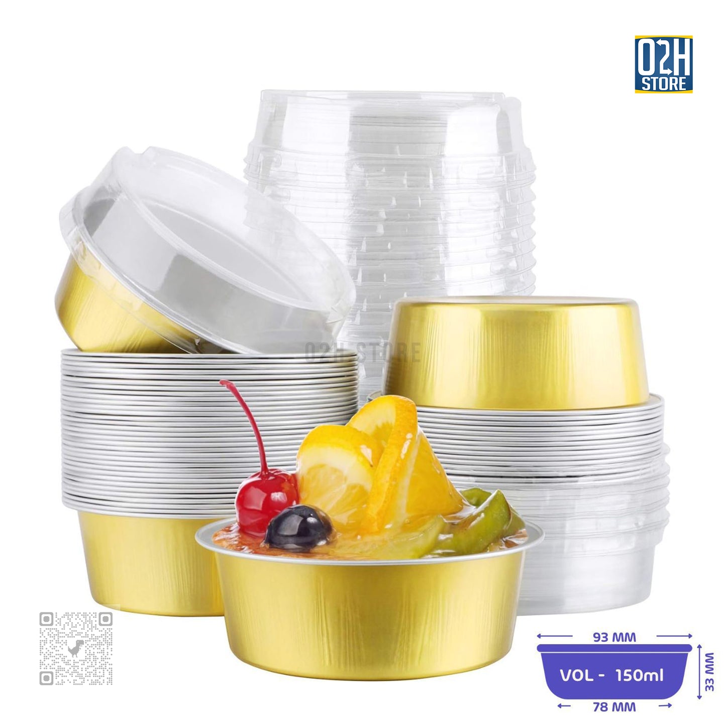 150ml Round Gold Containers with Lids – 2000