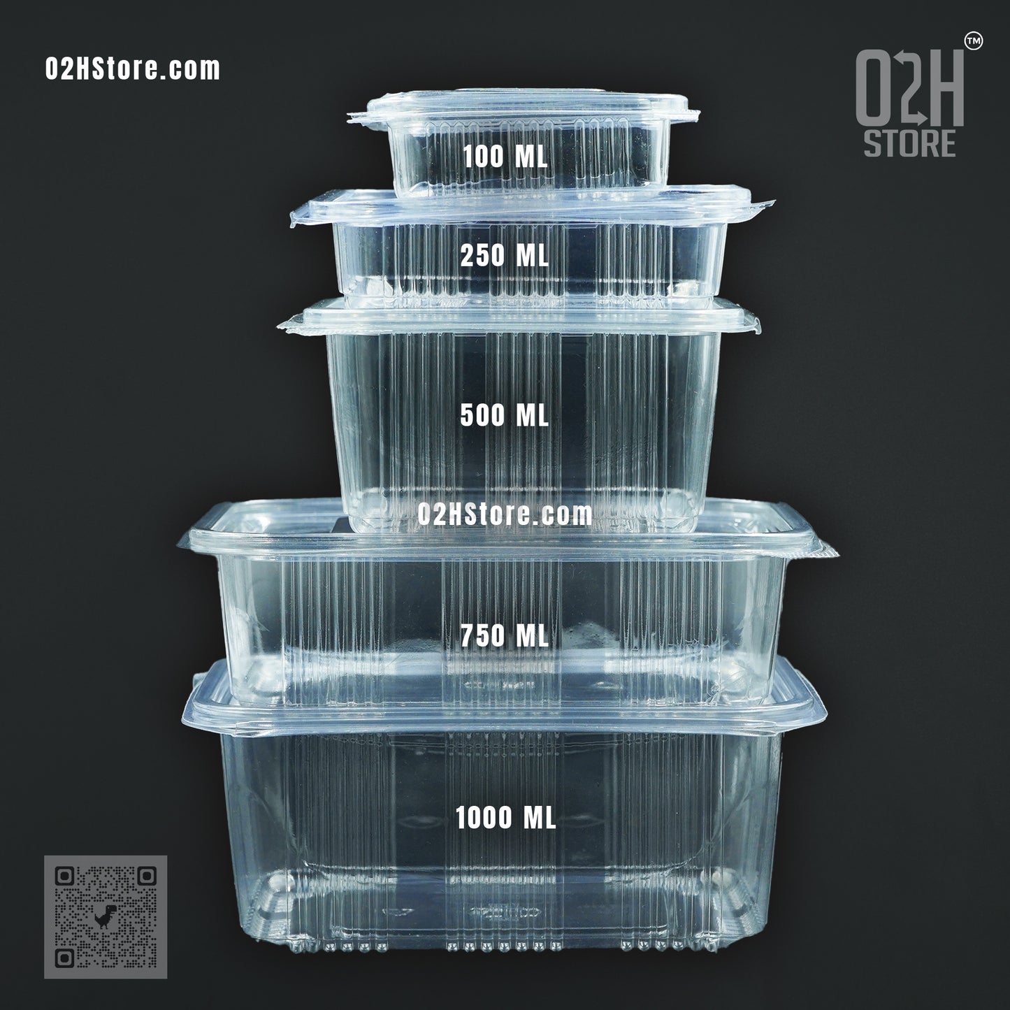 500ml Transparent Hinged Food Boxes – 1200 Pack