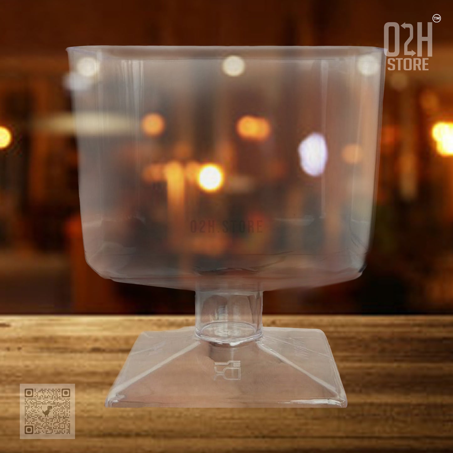 Premium Transparent Square Stand Dessert Cup – 100 ml
