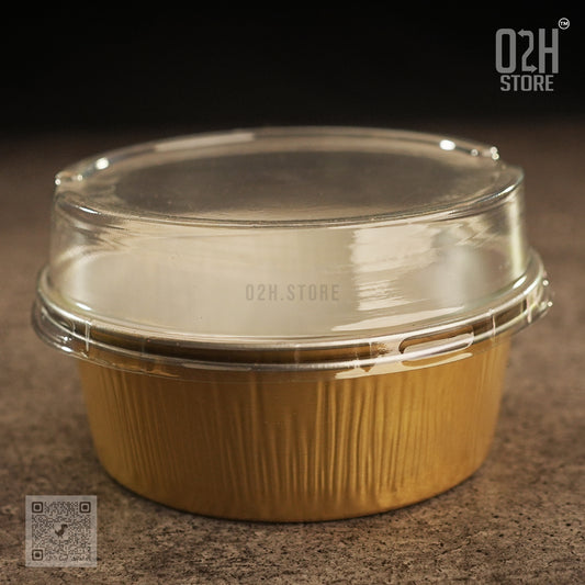 Round 125 ml - Gold Base Aluminium Containers with Lid