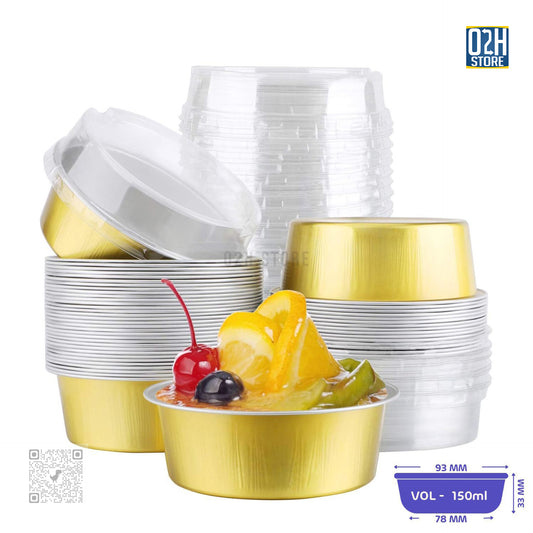 150ml Round Gold Containers with Lids – 2000