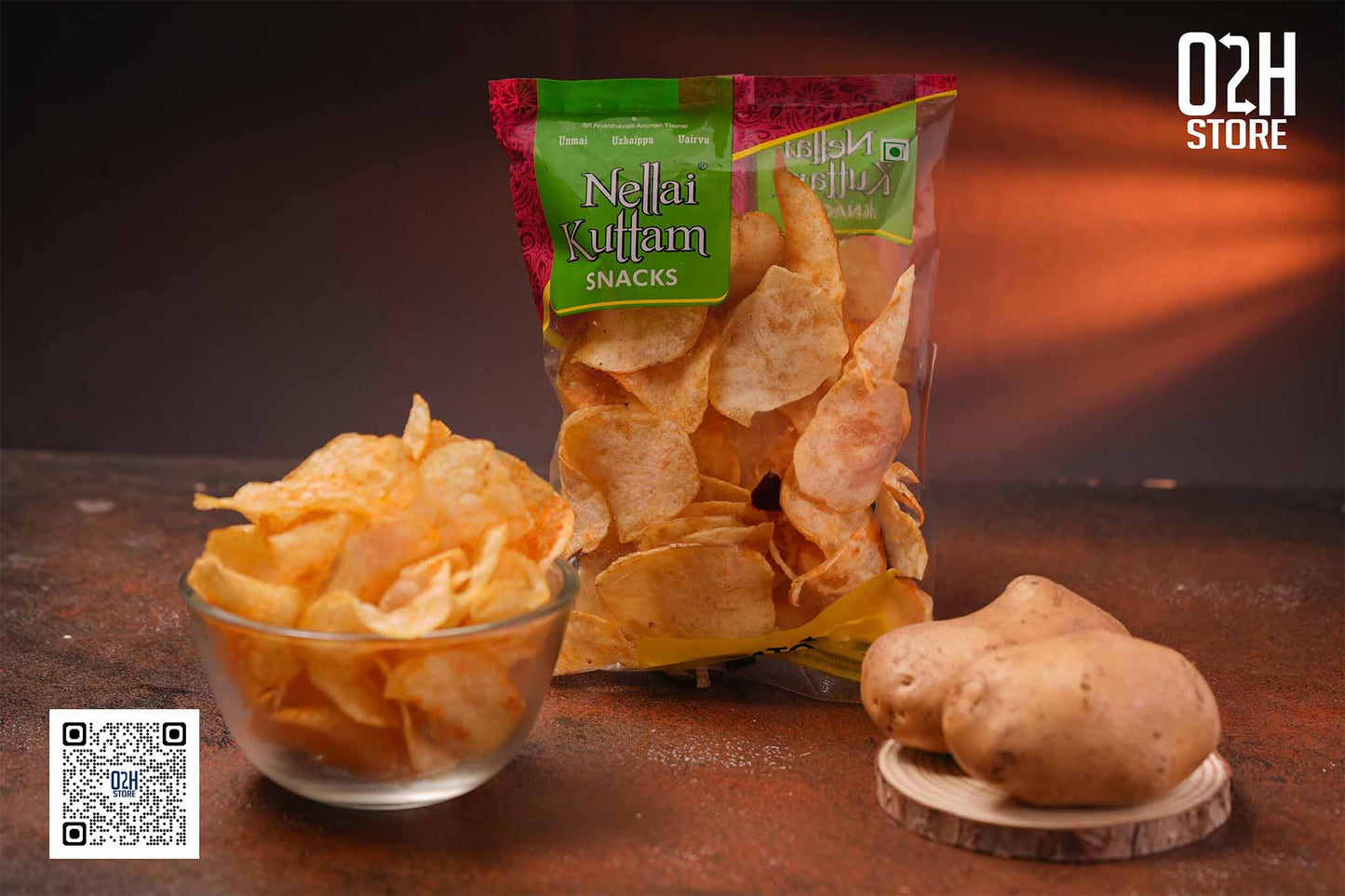 Potato Chips Chilly (கார உருளை சிப்ஸ்) - 100 Grams | Nellai Kuttam Snacks