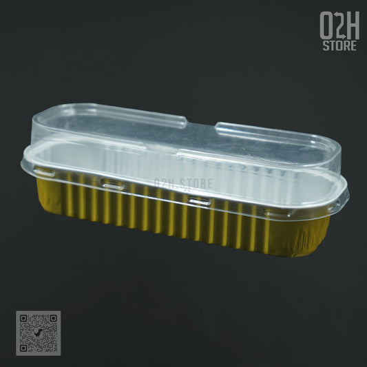 200ml Boat-Shaped Gold Base Aluminium Containers with Lid | Elegant