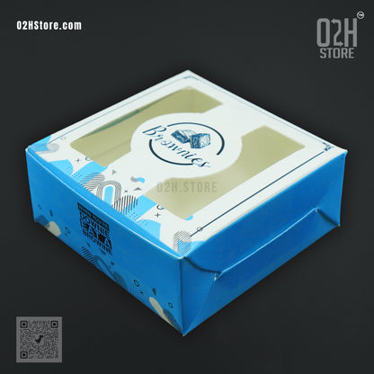 Premium Brownie Box Blue ( L:9, W:9, H:4 cm )