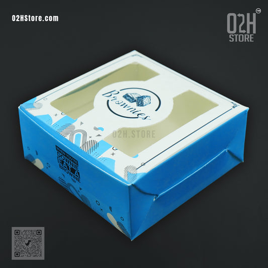 Premium Brownie Box Blue( L:9, W:9, H:4 cm ) For Cafe, Bakery & Restaurant