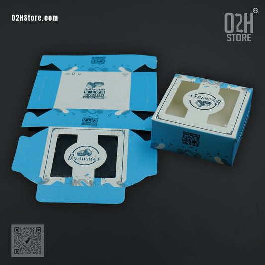Premium Brownie Box Blue( L:9, W:9, H:4 cm ) For Cafe, Bakery & Restaurant