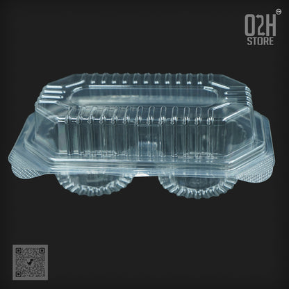 2 Compartment Clear Muffin Hinged Box