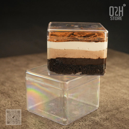 Square Transparent 250ml Dessert Box with Lid – Ideal for Ice Cream, Sweets, Custard, Yogurt & Cakes