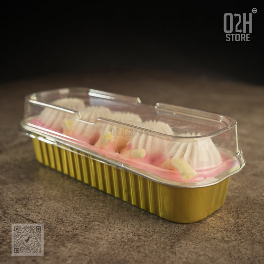 200ml Boat-Shaped Gold Base Aluminium Containers with Lid | Elegant