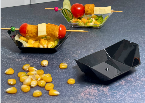 Black & Clear 4" Boat Tray for Desserts