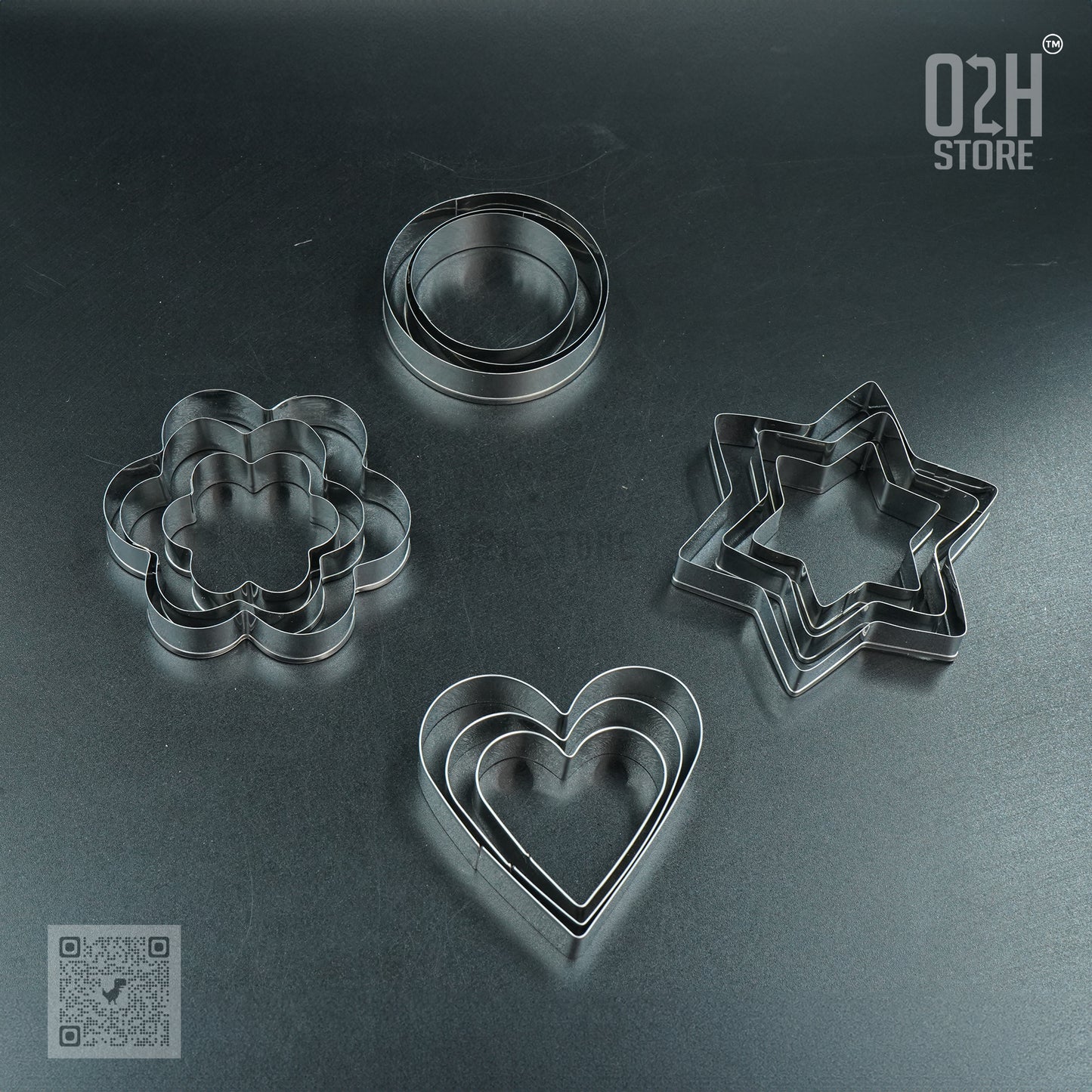 Steel Cookie Cutters – Round, Heart, Star, Flower