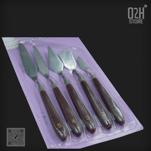 Set of 5 Palette Knives – Steel & Brown Handle