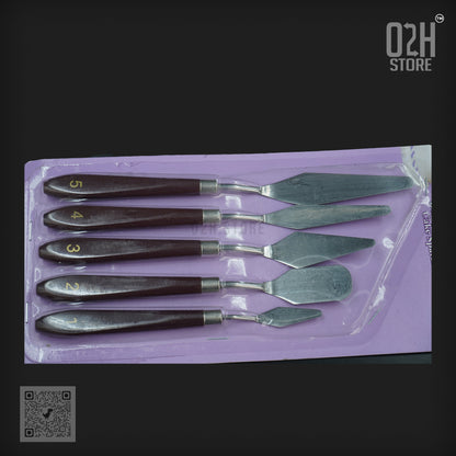 Set of 5 Palette Knives – Steel & Brown Handle