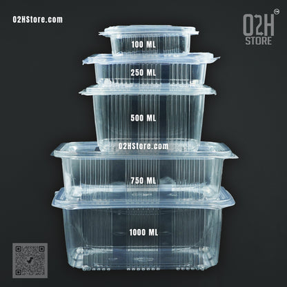 500ml Transparent Hinged Food Boxes – 1200 Pack